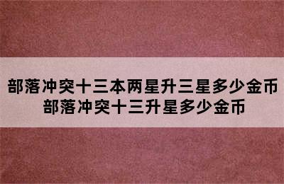 部落冲突十三本两星升三星多少金币 部落冲突十三升星多少金币